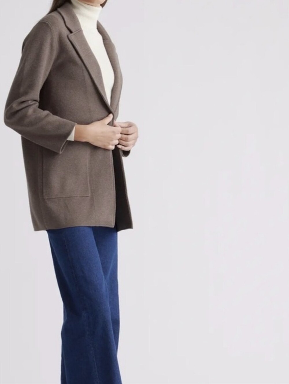 Quince Organic Cotton Open-Front Knit Jacket in Dark Brown Medium - Picture 4 of 10